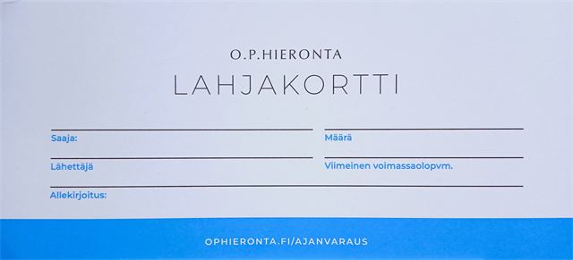 OPHieronnan fyysinen lahjakortti